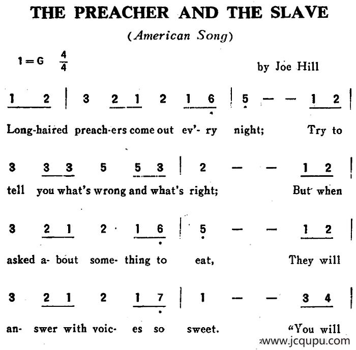 [英]THE PREACHER AND THE SLAVE（传道士和奴隶）简谱