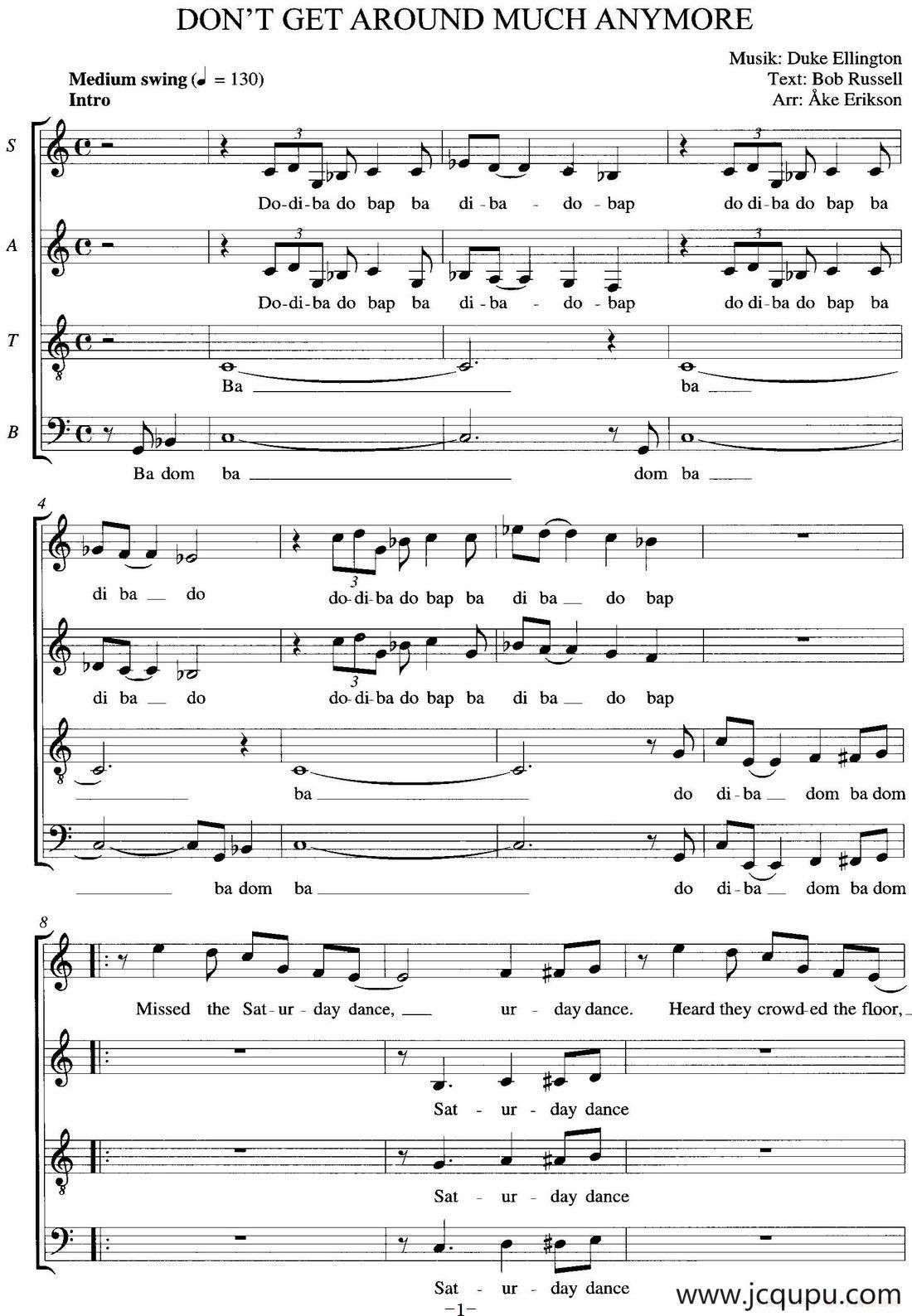 Don't get around much anymore（四声部）简谱