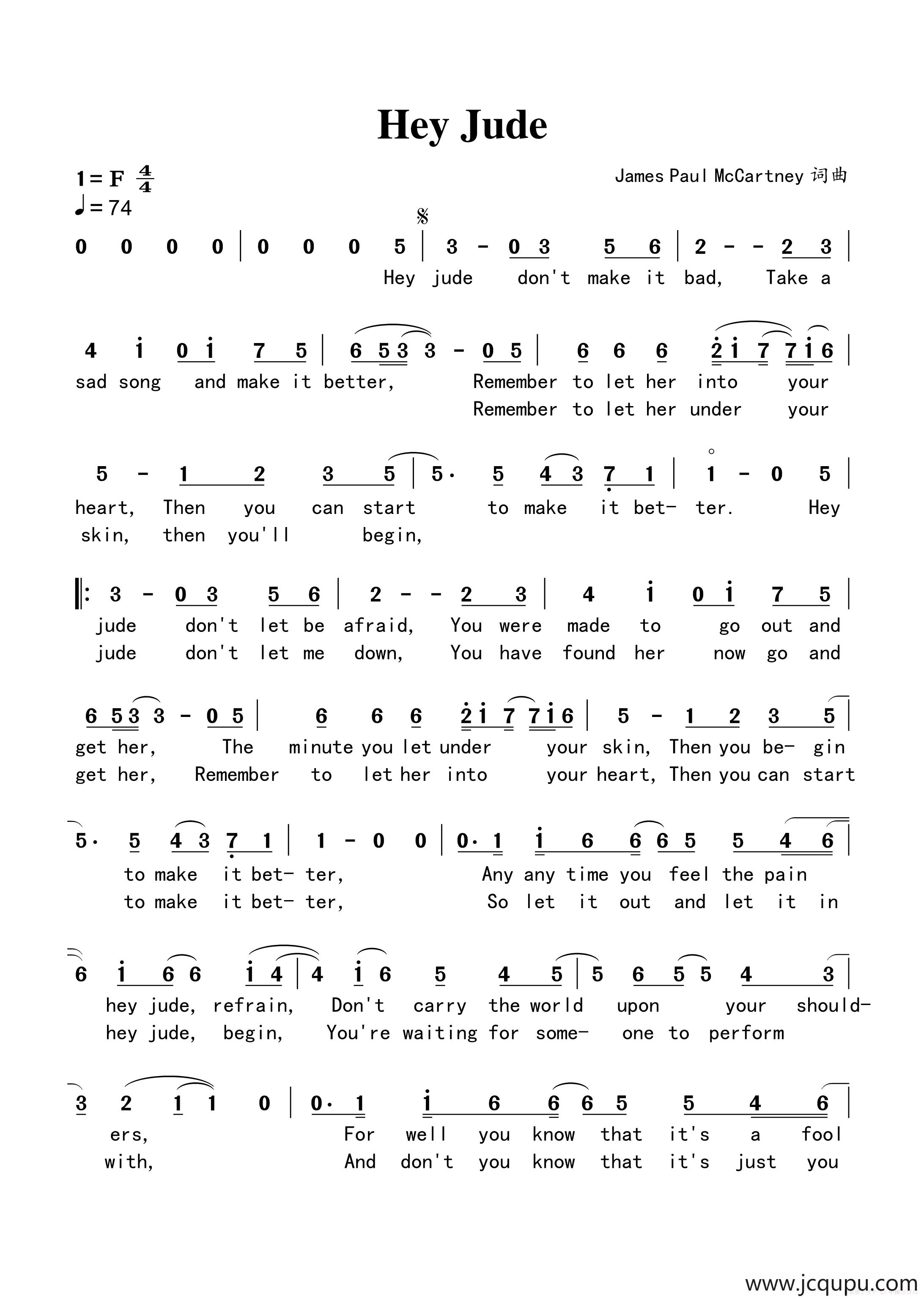 Hey Jude简谱