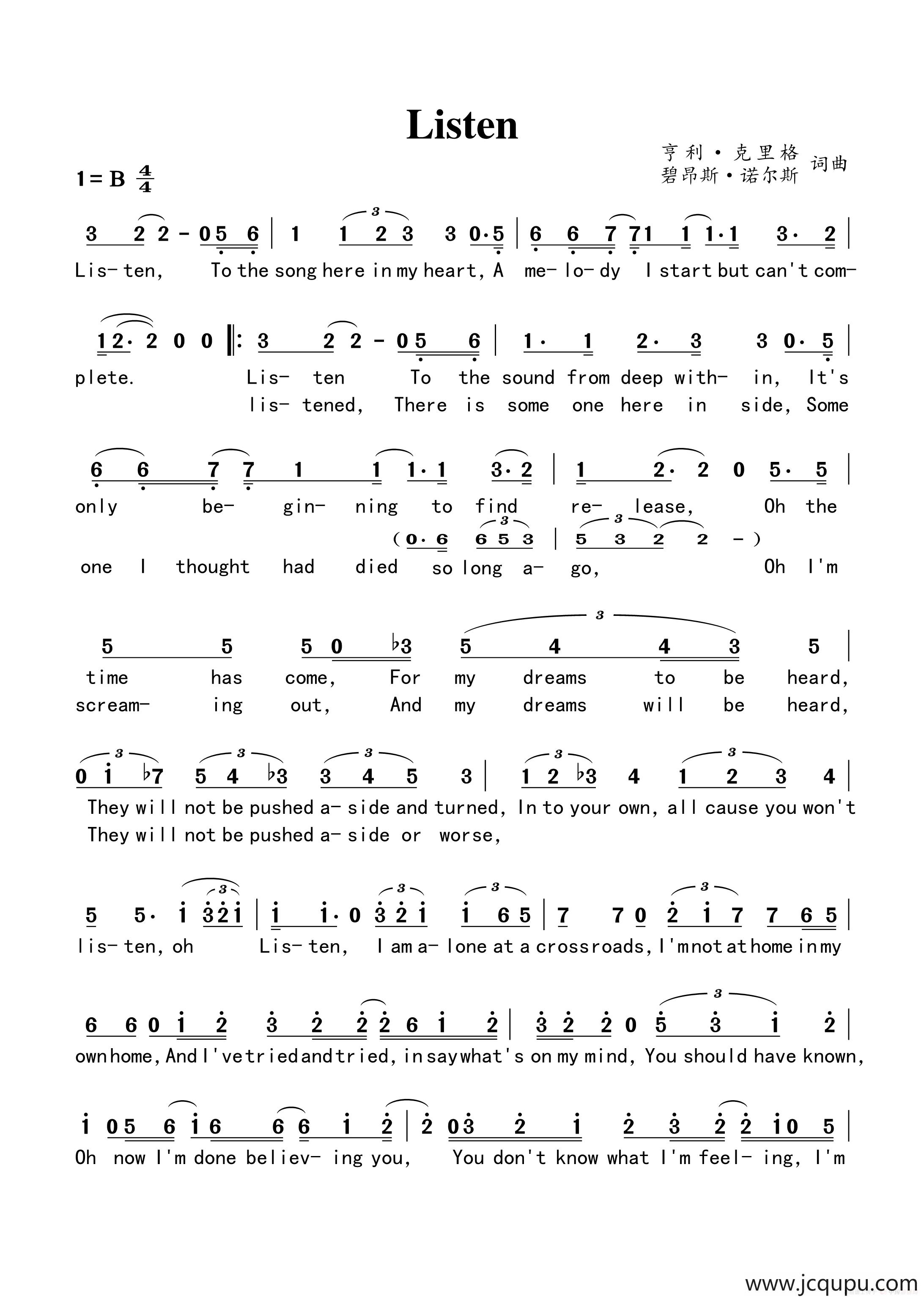 Listen简谱