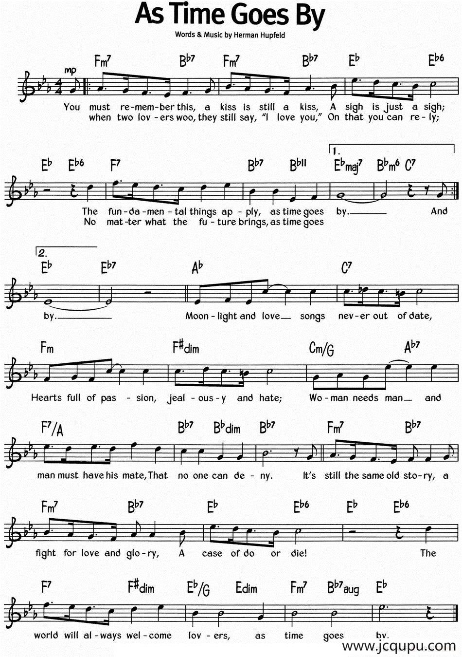 蓝调音乐：As Time Goes By简谱