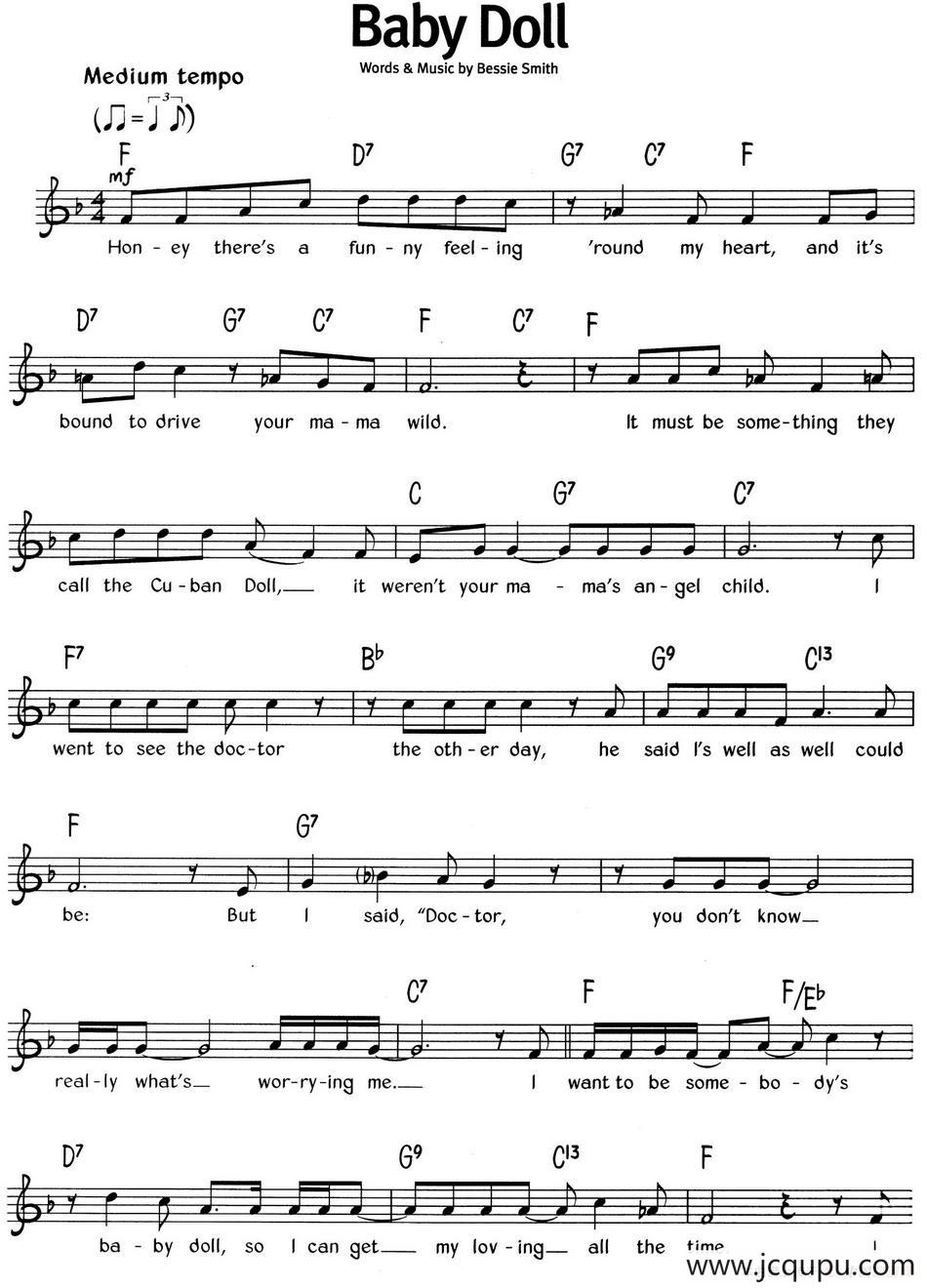 蓝调音乐：Baby Doll简谱