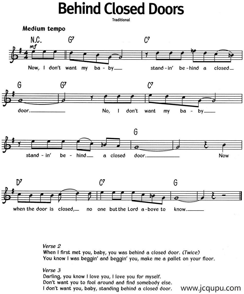 蓝调音乐：Behind Closed Doors简谱