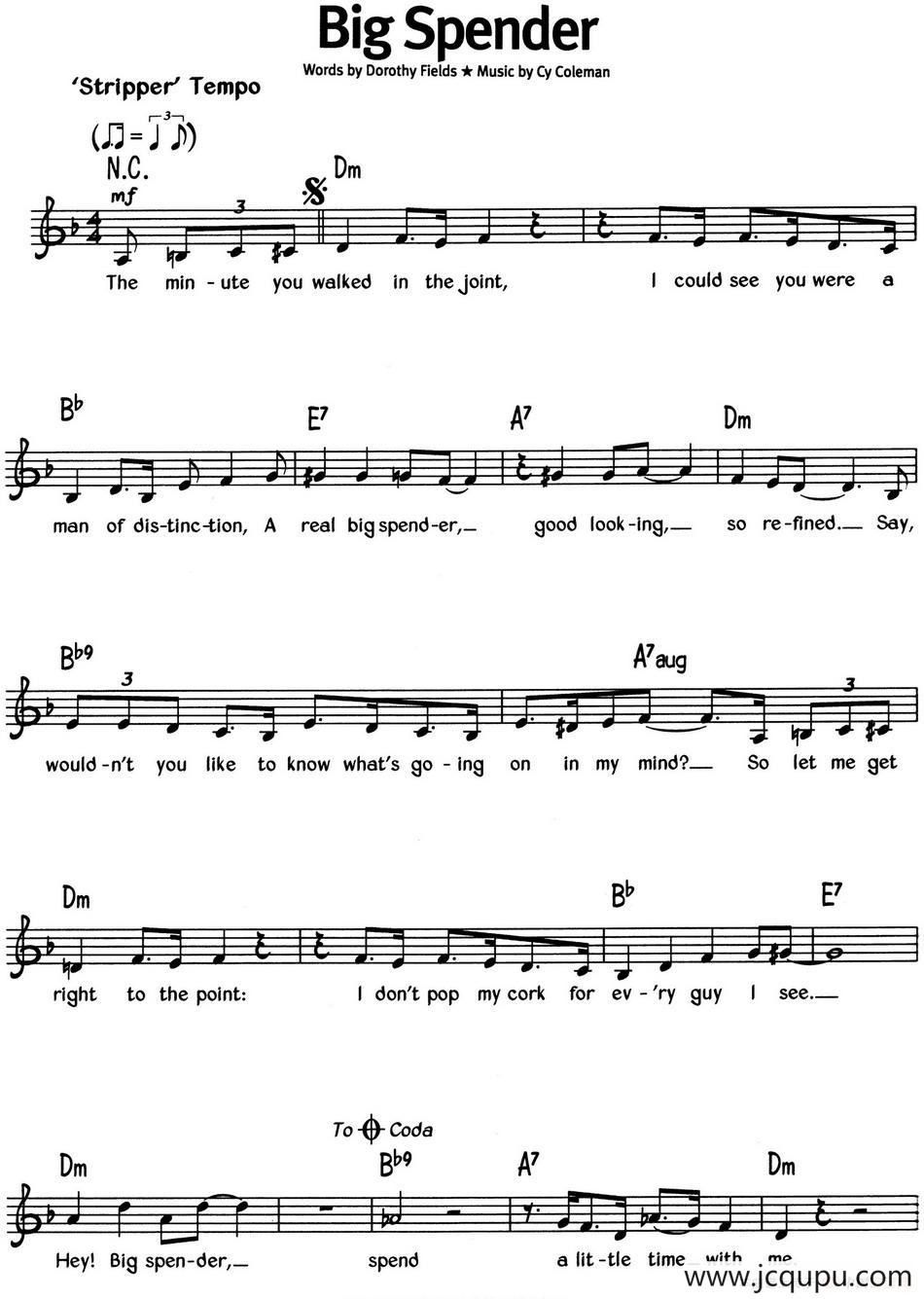 蓝调音乐：Big Spender简谱