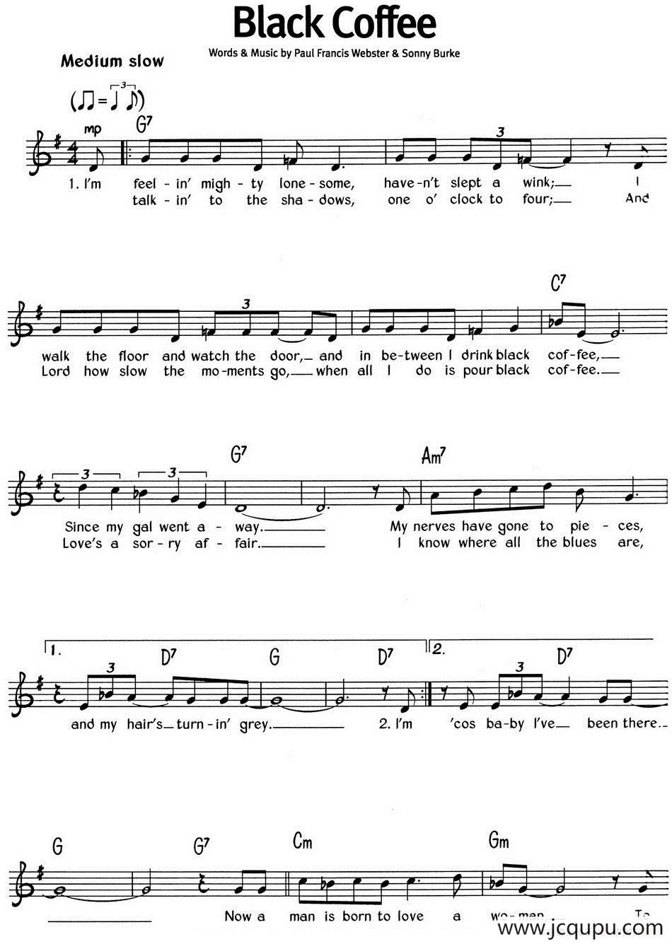 蓝调音乐：Black Coffee简谱