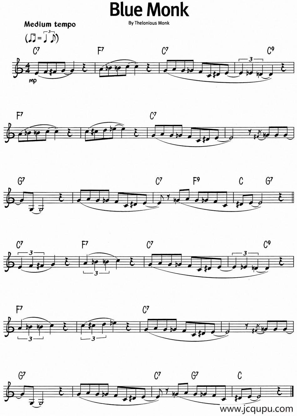 蓝调音乐：Blue Monk简谱