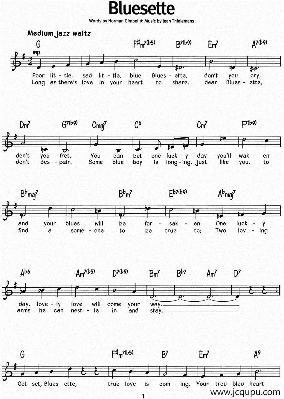蓝调音乐：Bluesette简谱