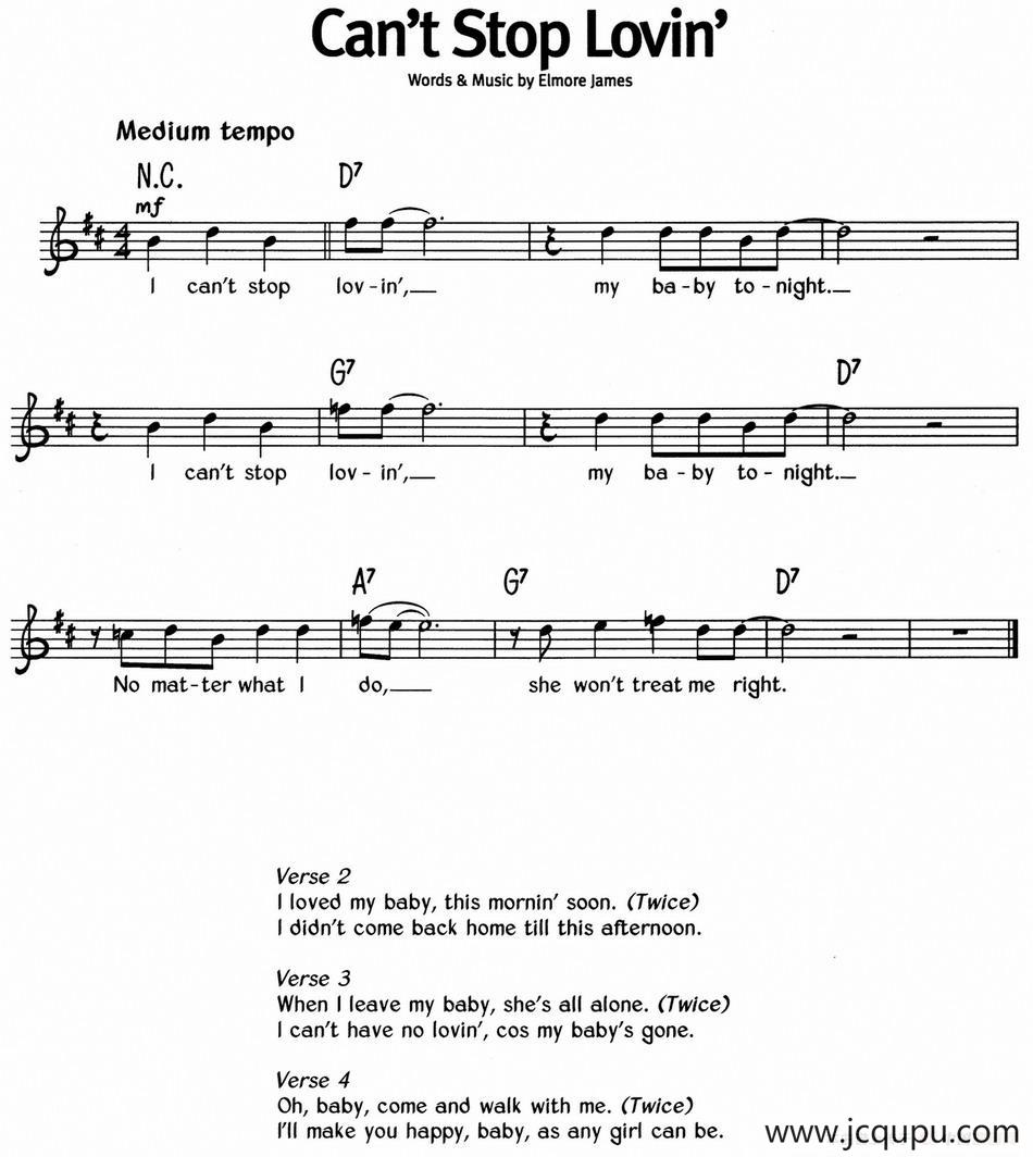 蓝调音乐：Can't Stop Lovin'简谱