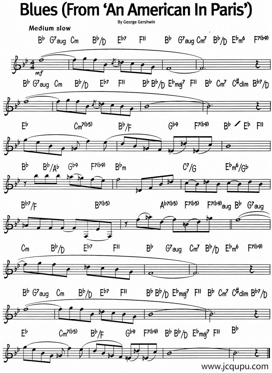蓝调音乐：Blues（From An American In Paris）简谱