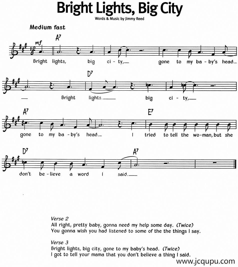 蓝调音乐：Bright Lights，Big City简谱