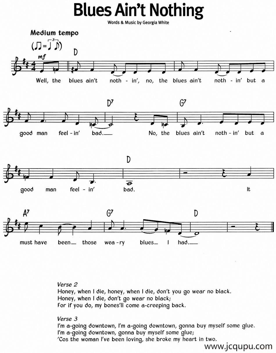 蓝调音乐：Blues Ain't Nothing简谱