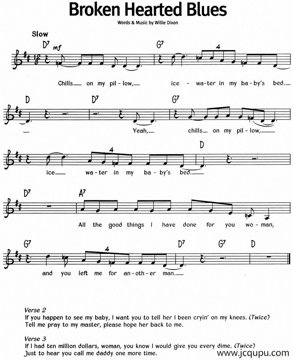 蓝调音乐：Broken Hearted Blues简谱