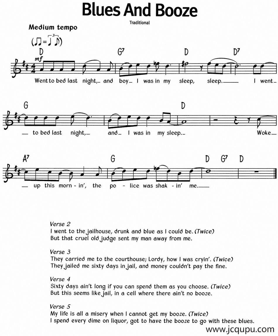 蓝调音乐：Blues And Booze简谱