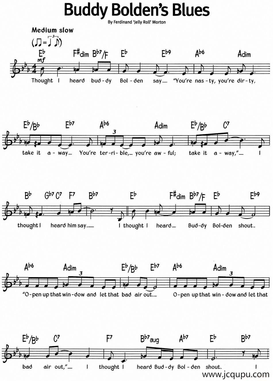 蓝调音乐：Buddy Bolden's Blues简谱