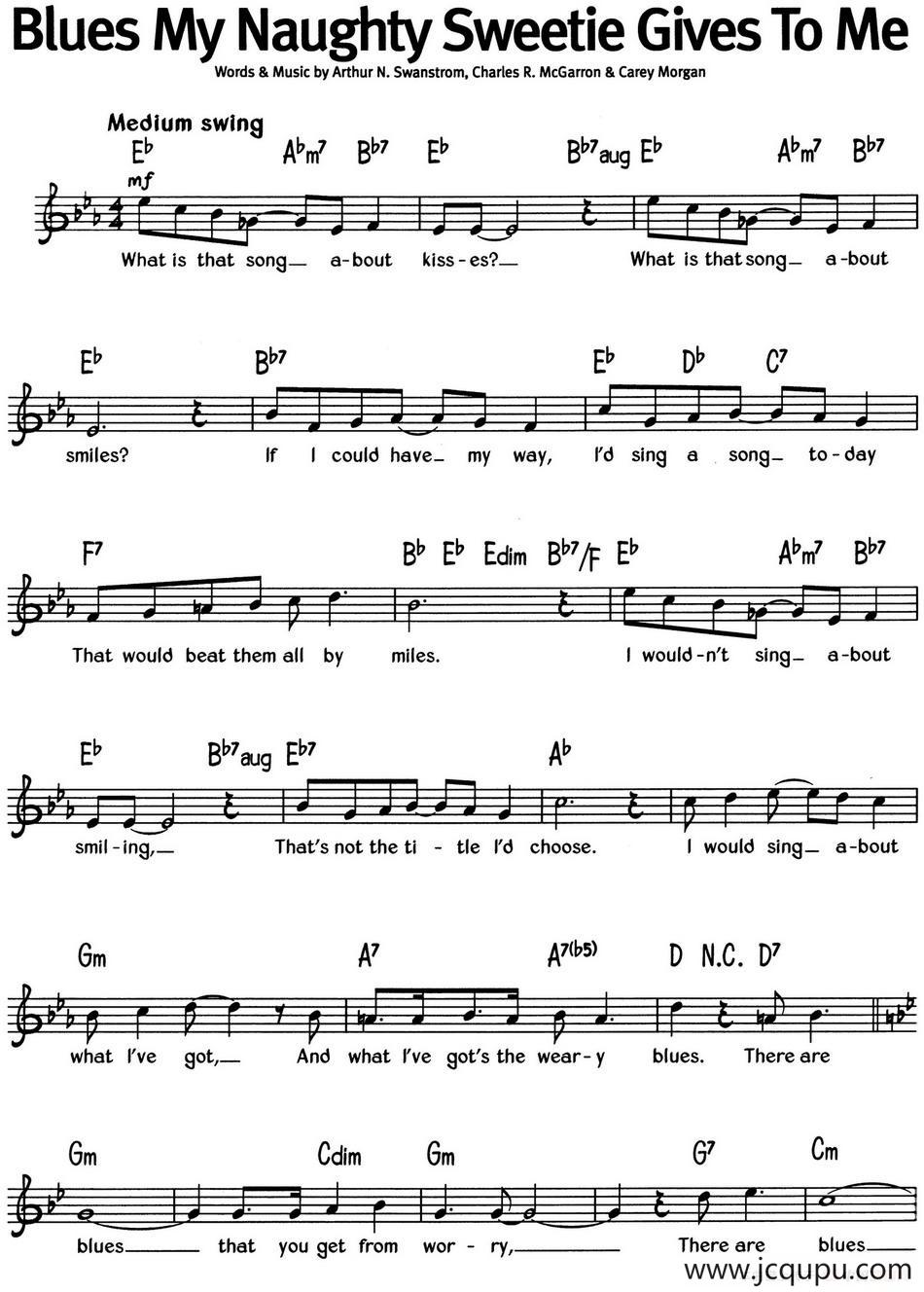 蓝调音乐：Blues My Naughty Sweetie Gives To Me简谱