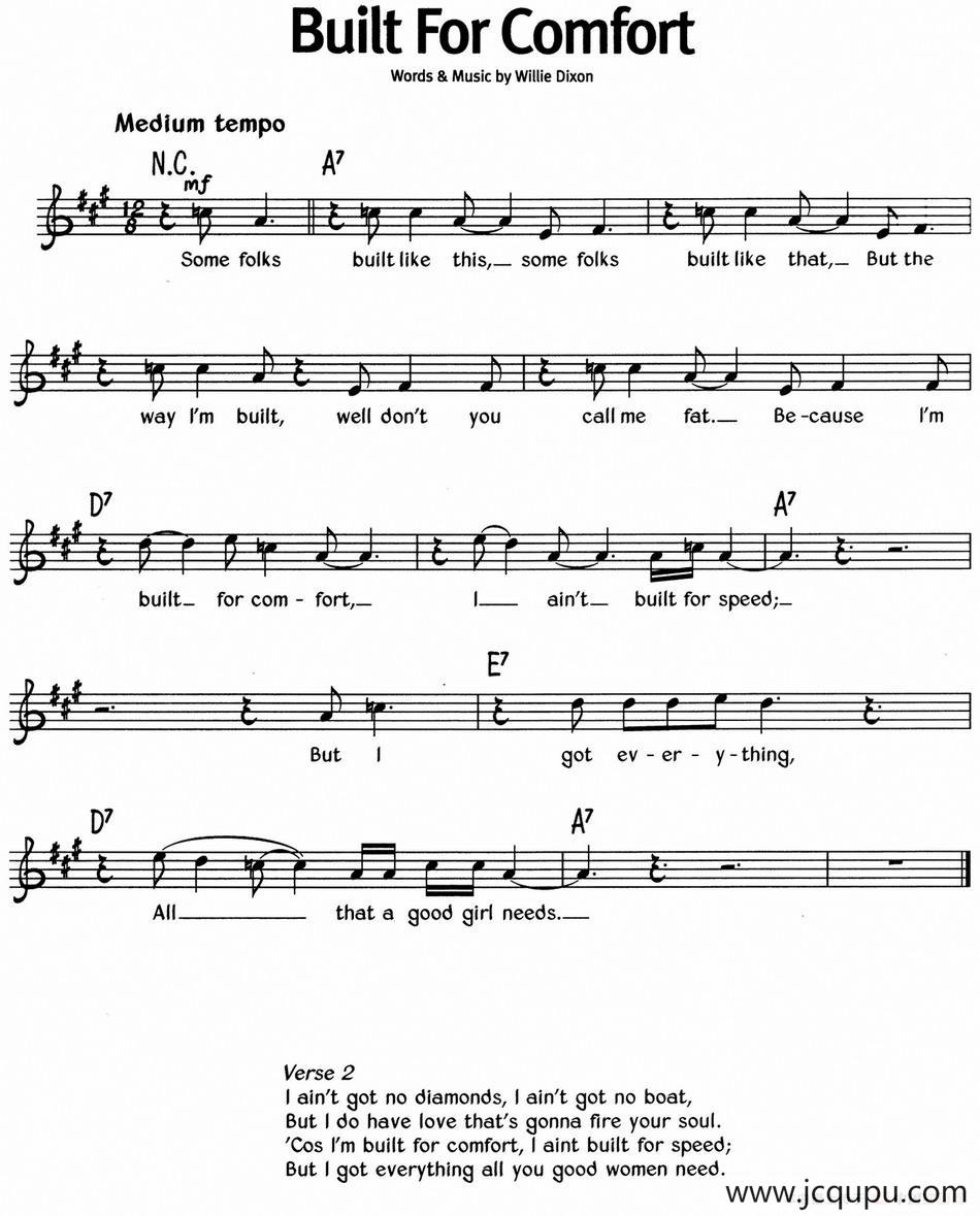 蓝调音乐：Built For Comfort简谱