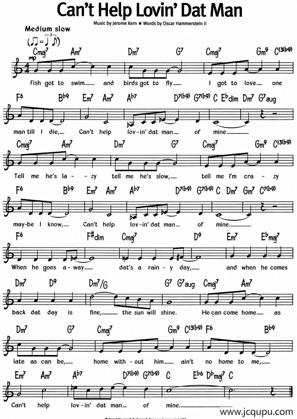 蓝调音乐：Can't Help Lovin' Dat Man简谱