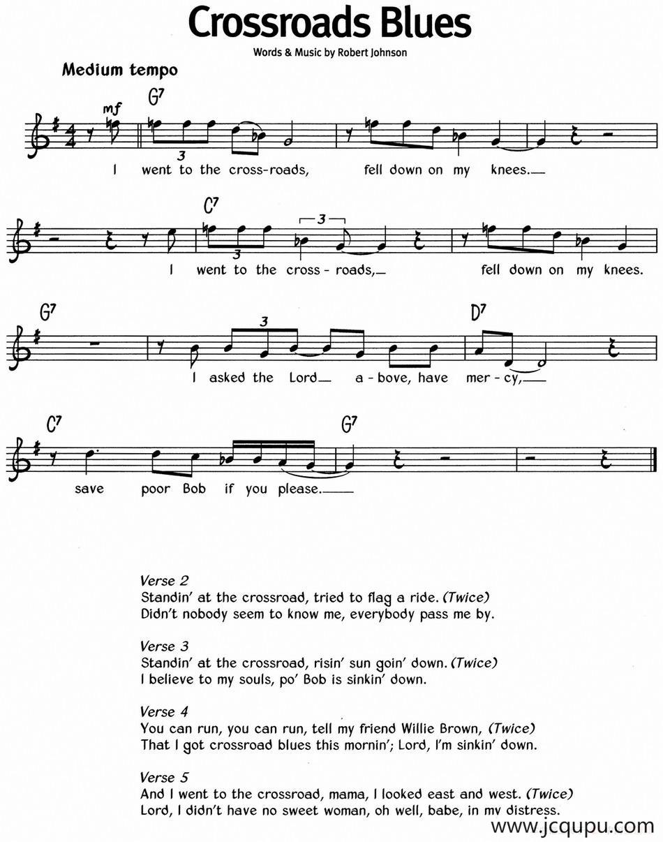 蓝调音乐：Crossroads Blues简谱