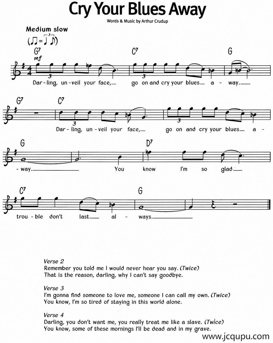 蓝调音乐：Cry Your Blues Away简谱