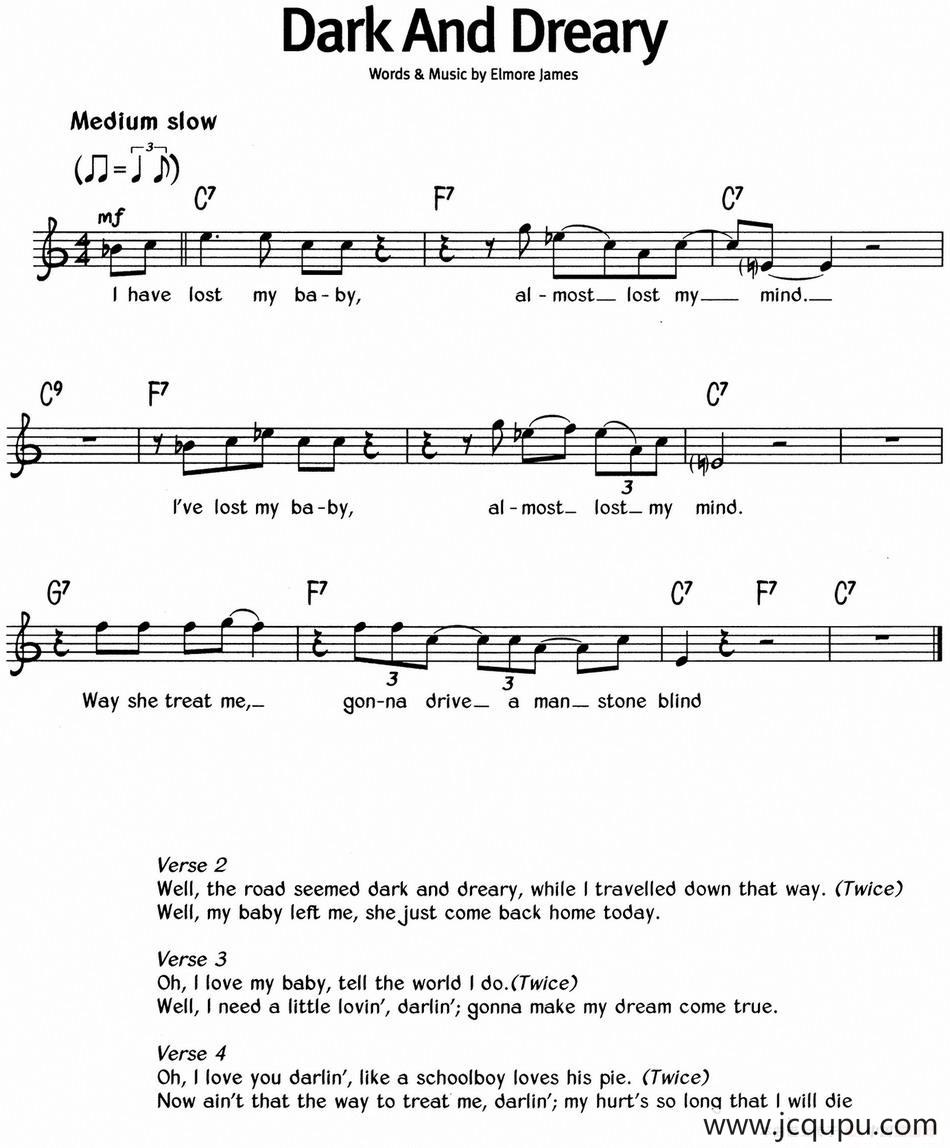 蓝调音乐：Dark And Dreary简谱