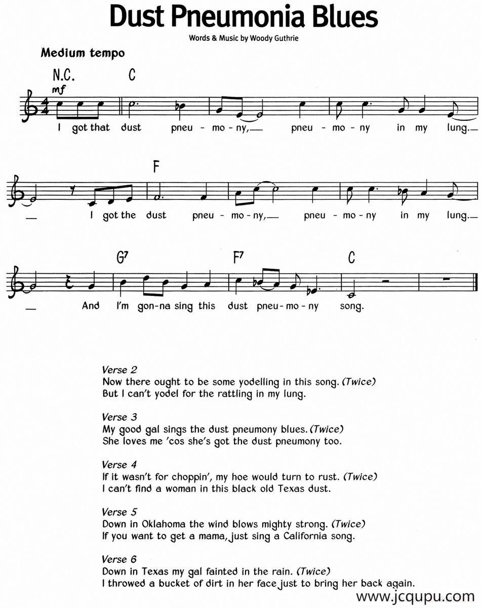 蓝调音乐：Dust Pneumonia Blues简谱