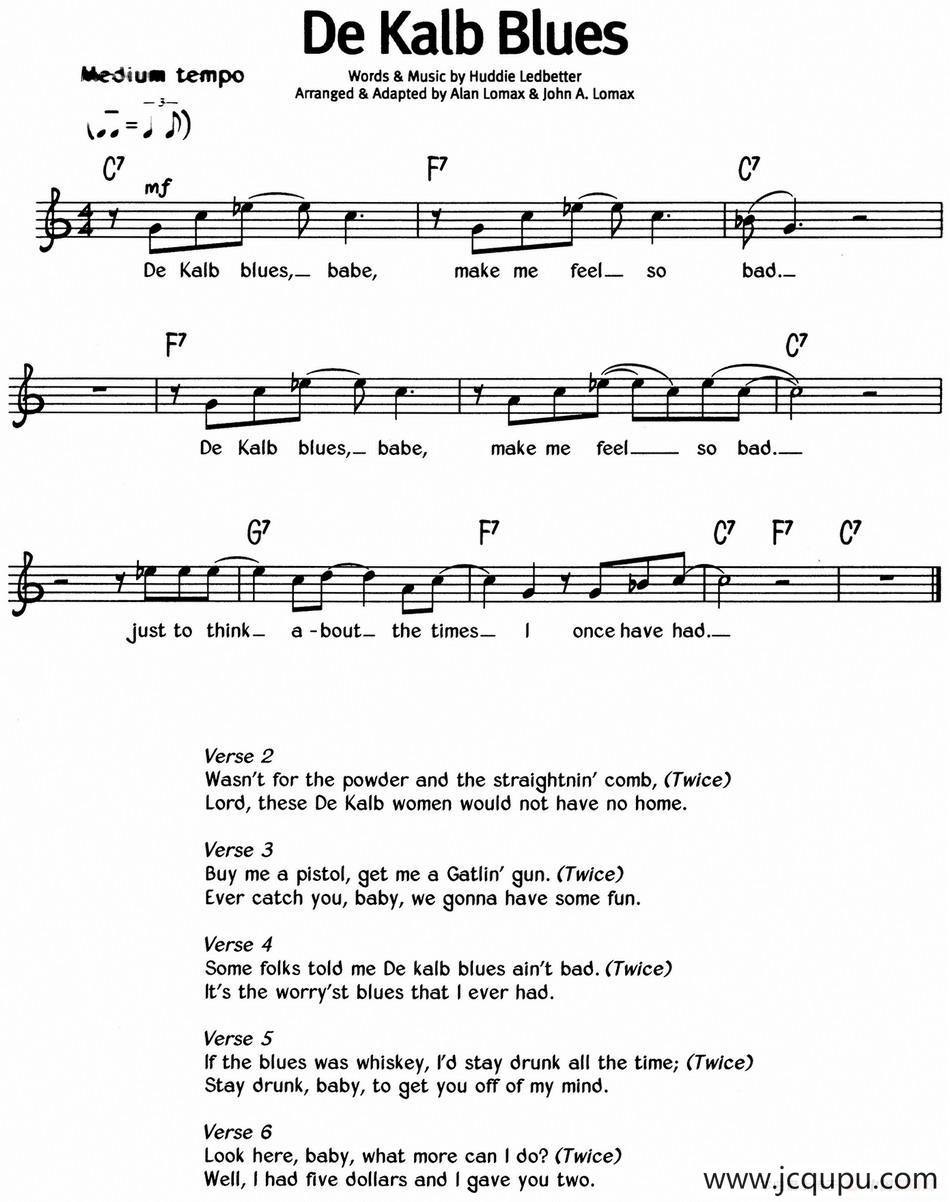 蓝调音乐：De Kalb Blues简谱