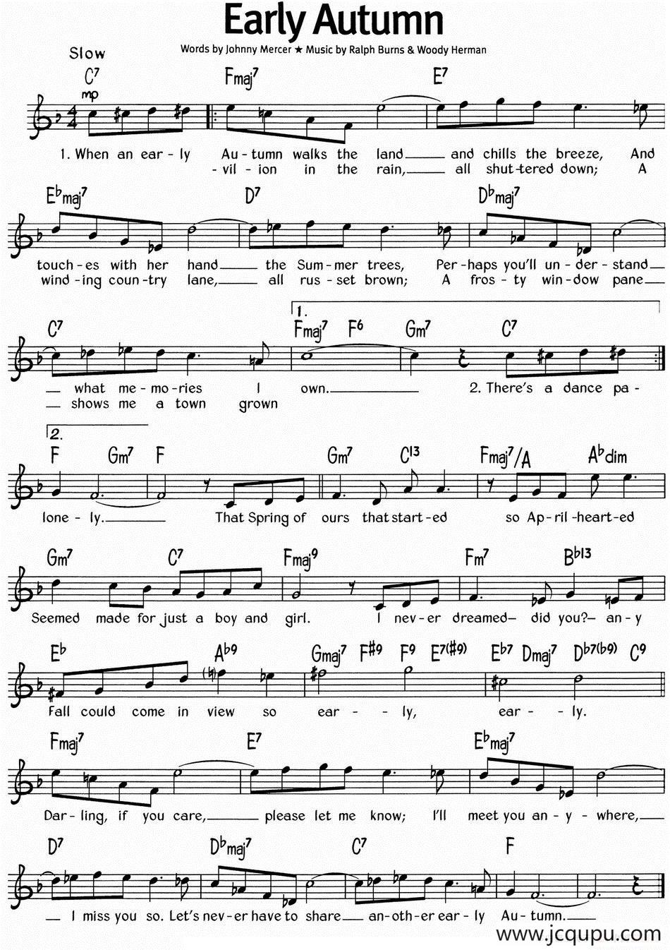 蓝调音乐：Early Autumn简谱