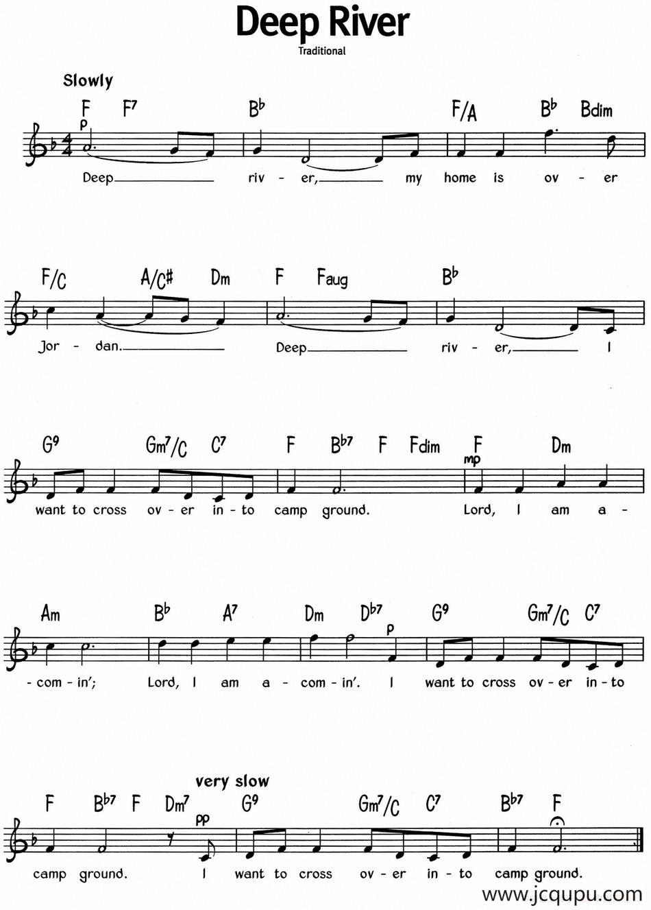 蓝调音乐：Deep River简谱