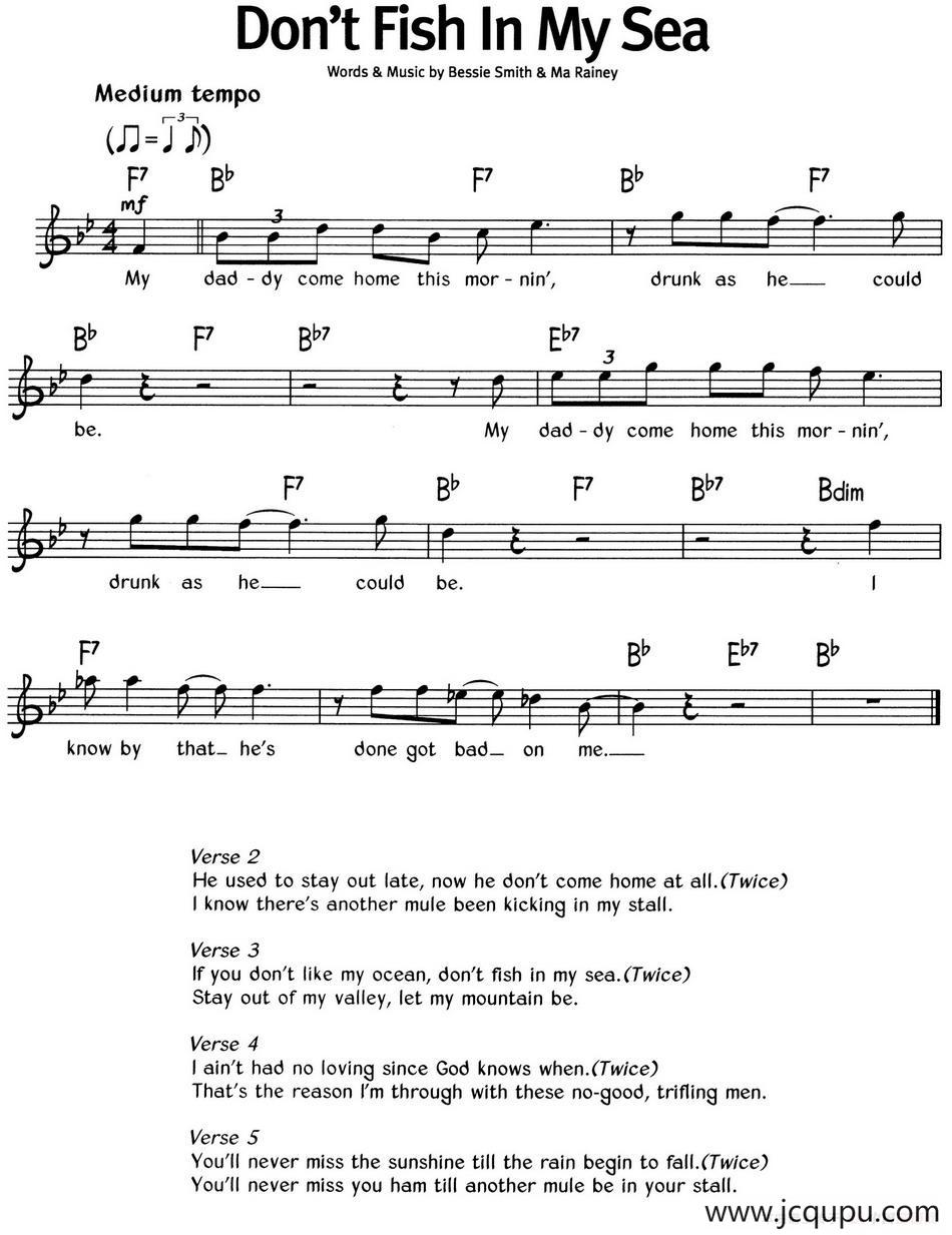 蓝调音乐：Don't Fish In My Sea简谱