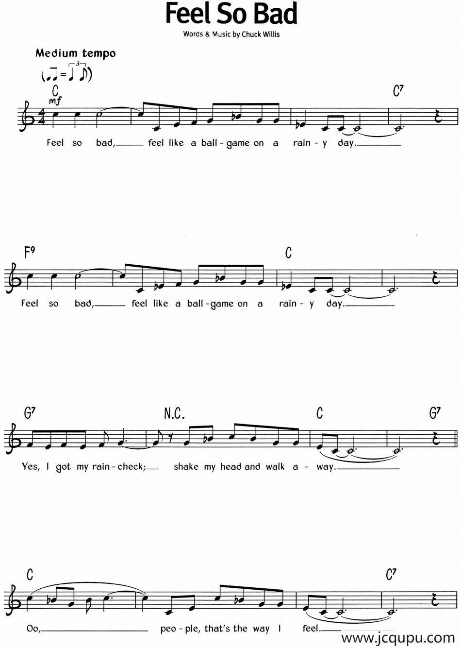 蓝调音乐：Feel So Bad简谱