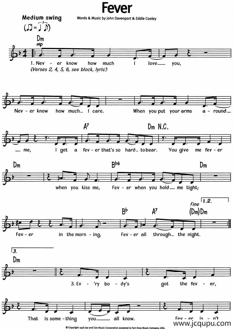 蓝调音乐：Fever简谱