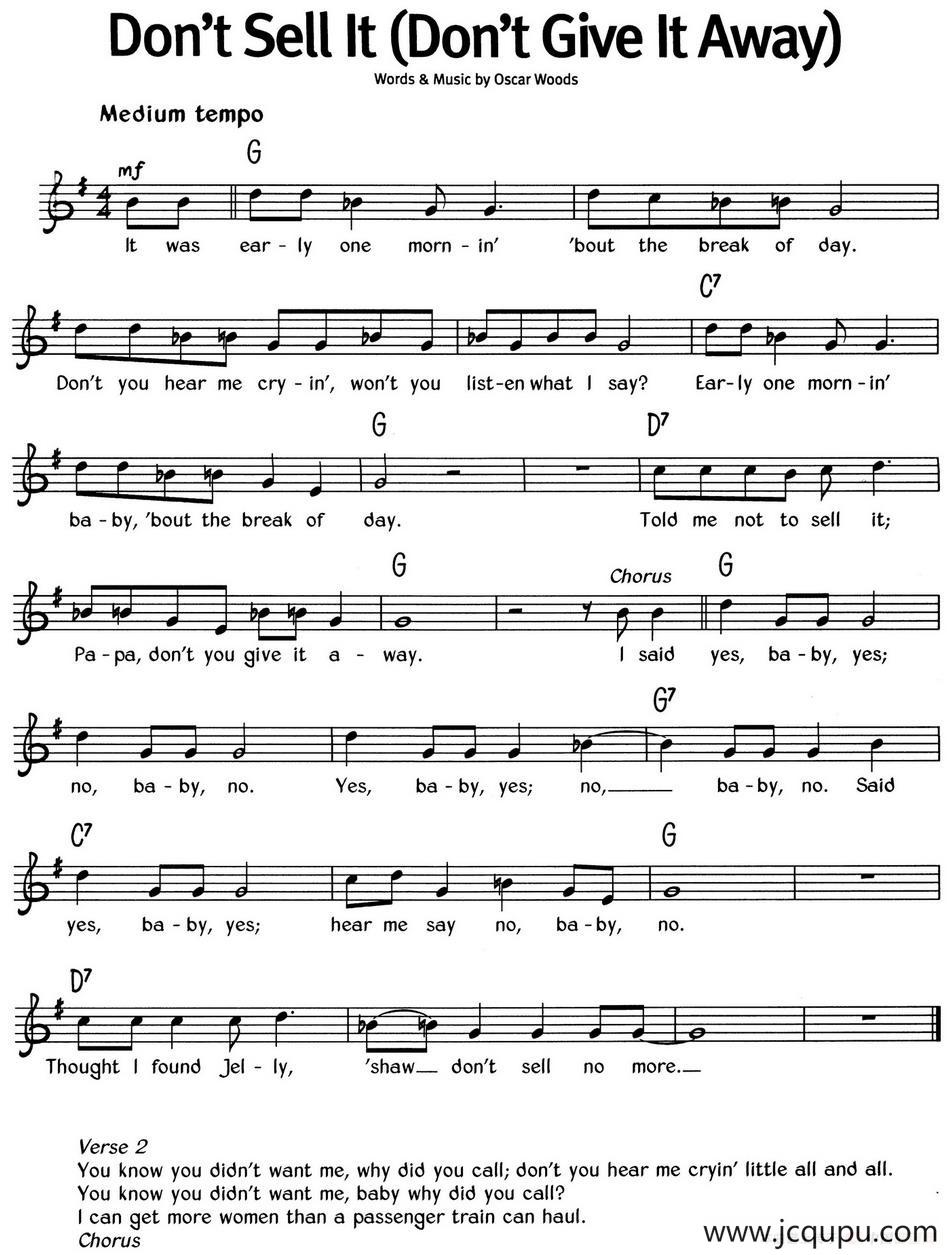 蓝调音乐：Don't Sell It（Don't Give It Away）简谱