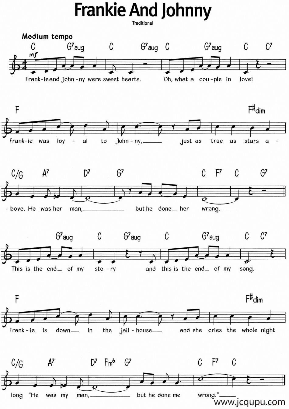 蓝调音乐：Frankie And Johnny简谱