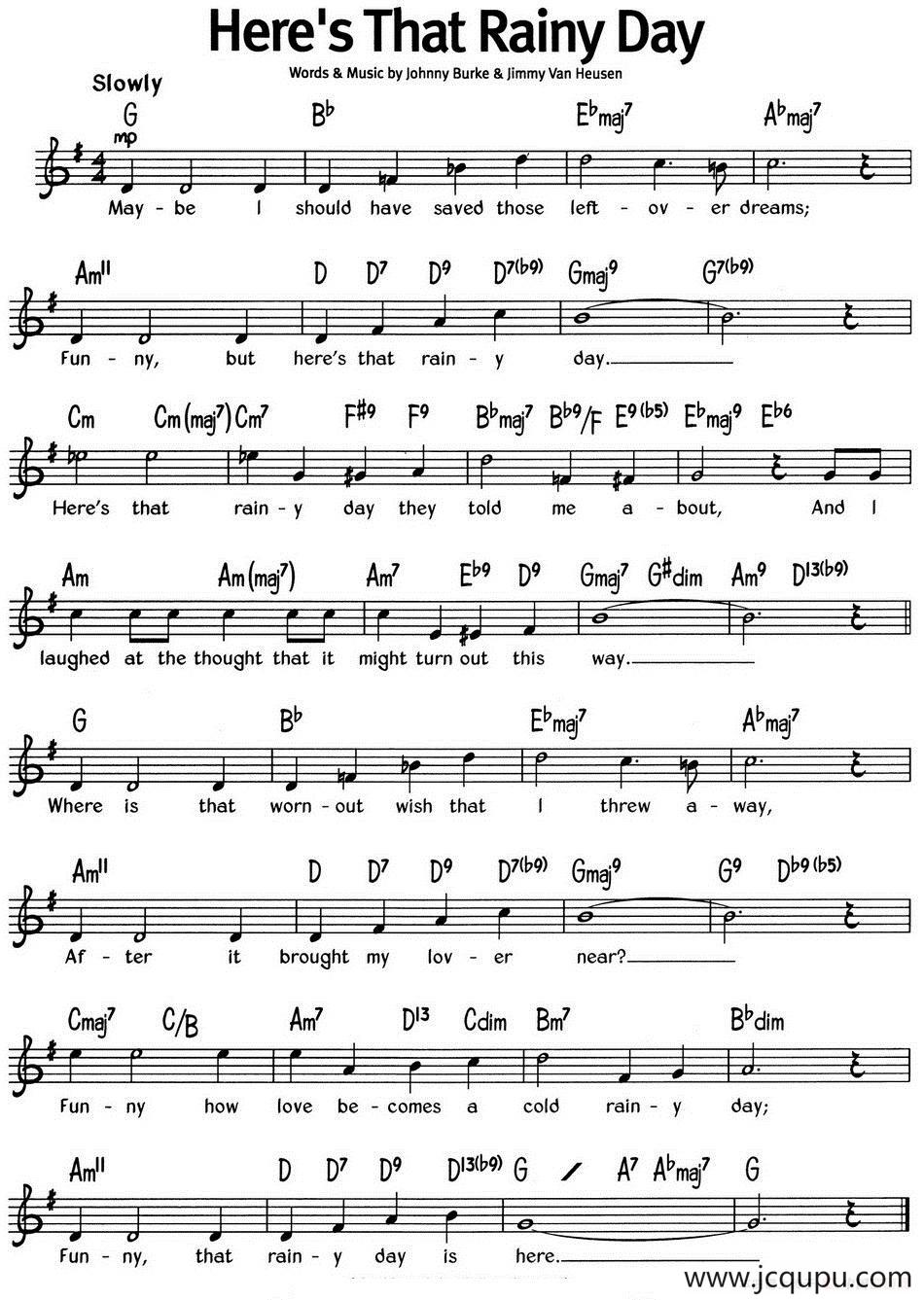 蓝调音乐：Here's That Rainy Day简谱