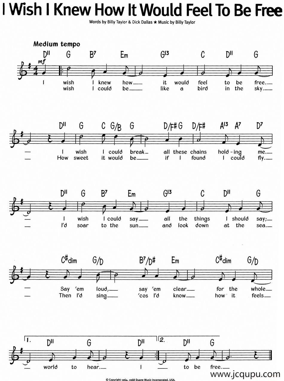 蓝调音乐：I Wish I Knew How It Would Feel To Be Free简谱