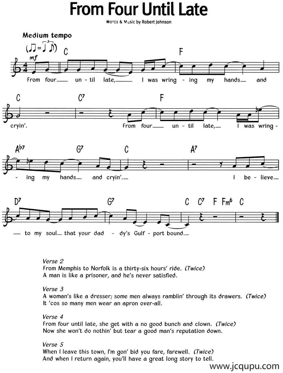 蓝调音乐：From Four Until Late简谱