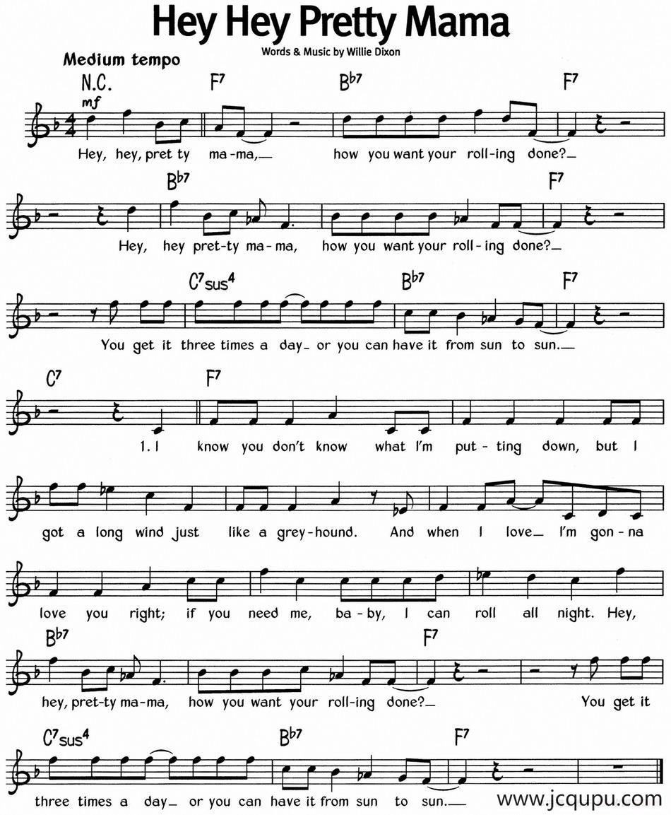 蓝调音乐：Hey Hey Pretty Mama简谱