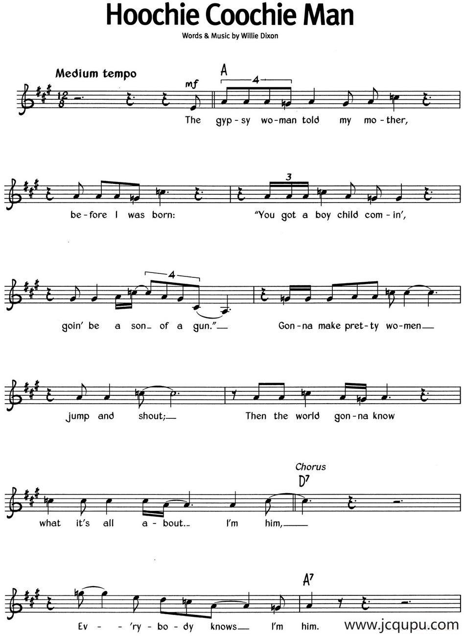 蓝调音乐：Hoochie Coochie Man简谱