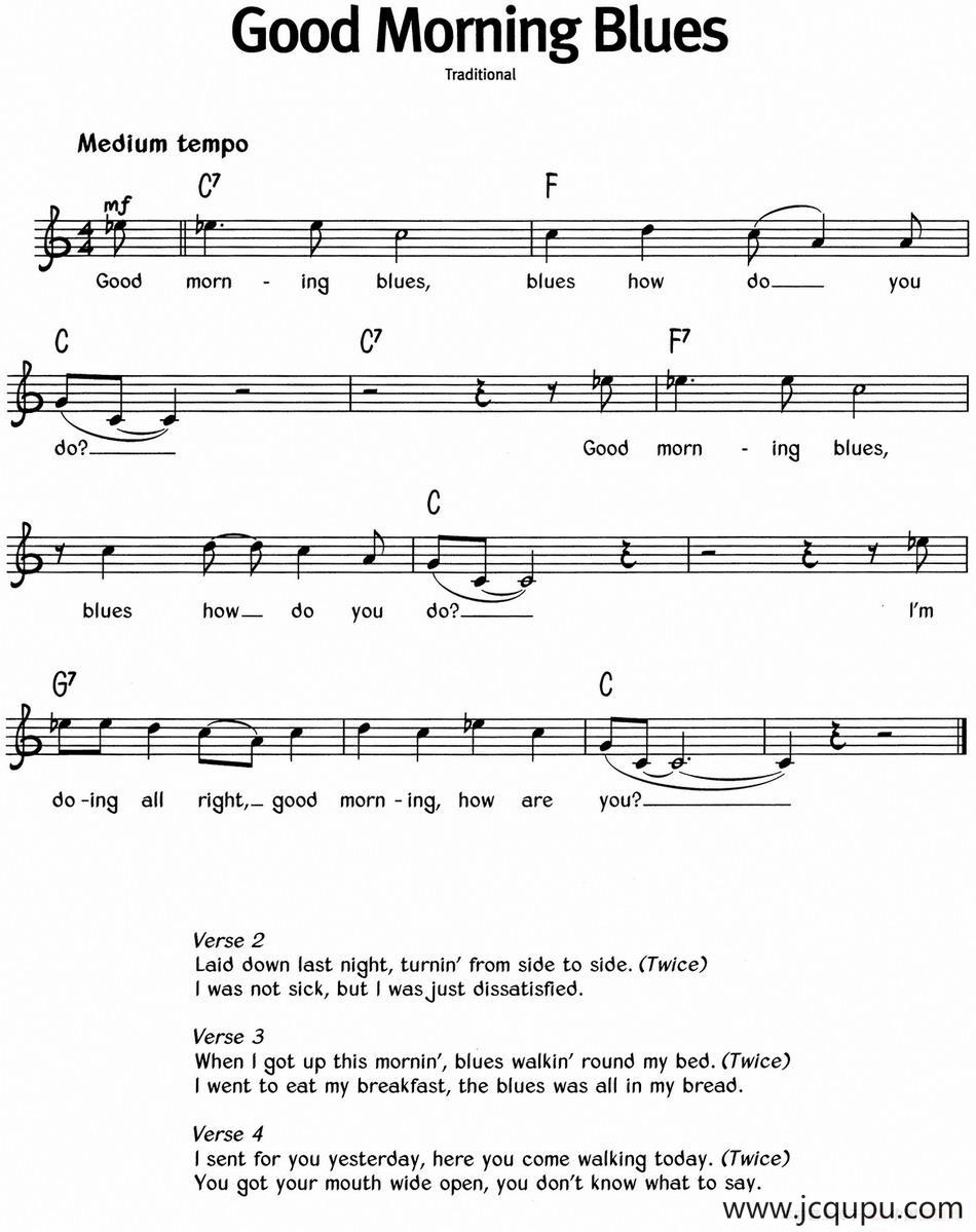 蓝调音乐：Good Morning Blues简谱