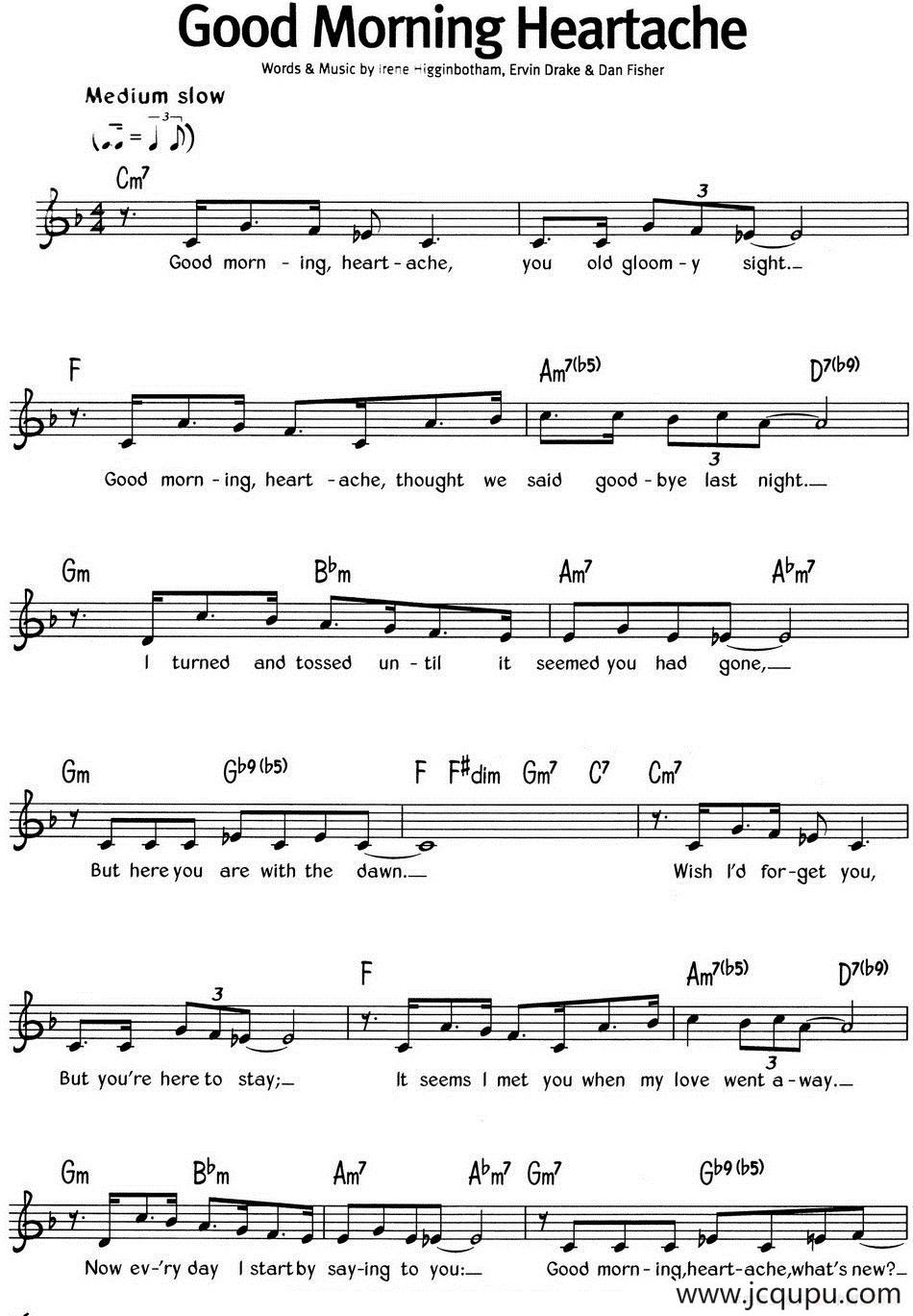 蓝调音乐：Good Morning Heartache简谱