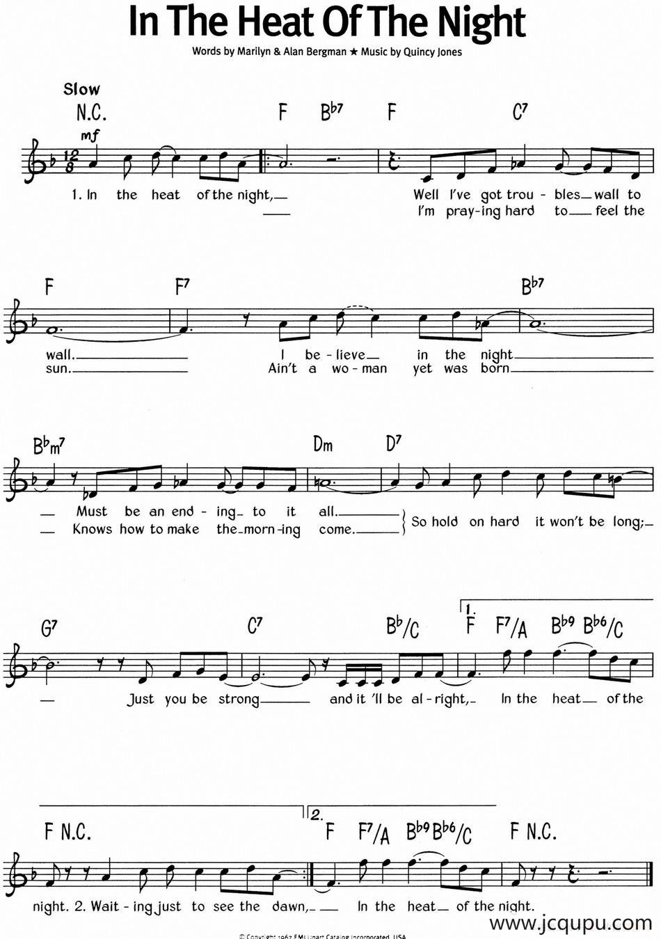 蓝调音乐：In The Heat Of The Night简谱