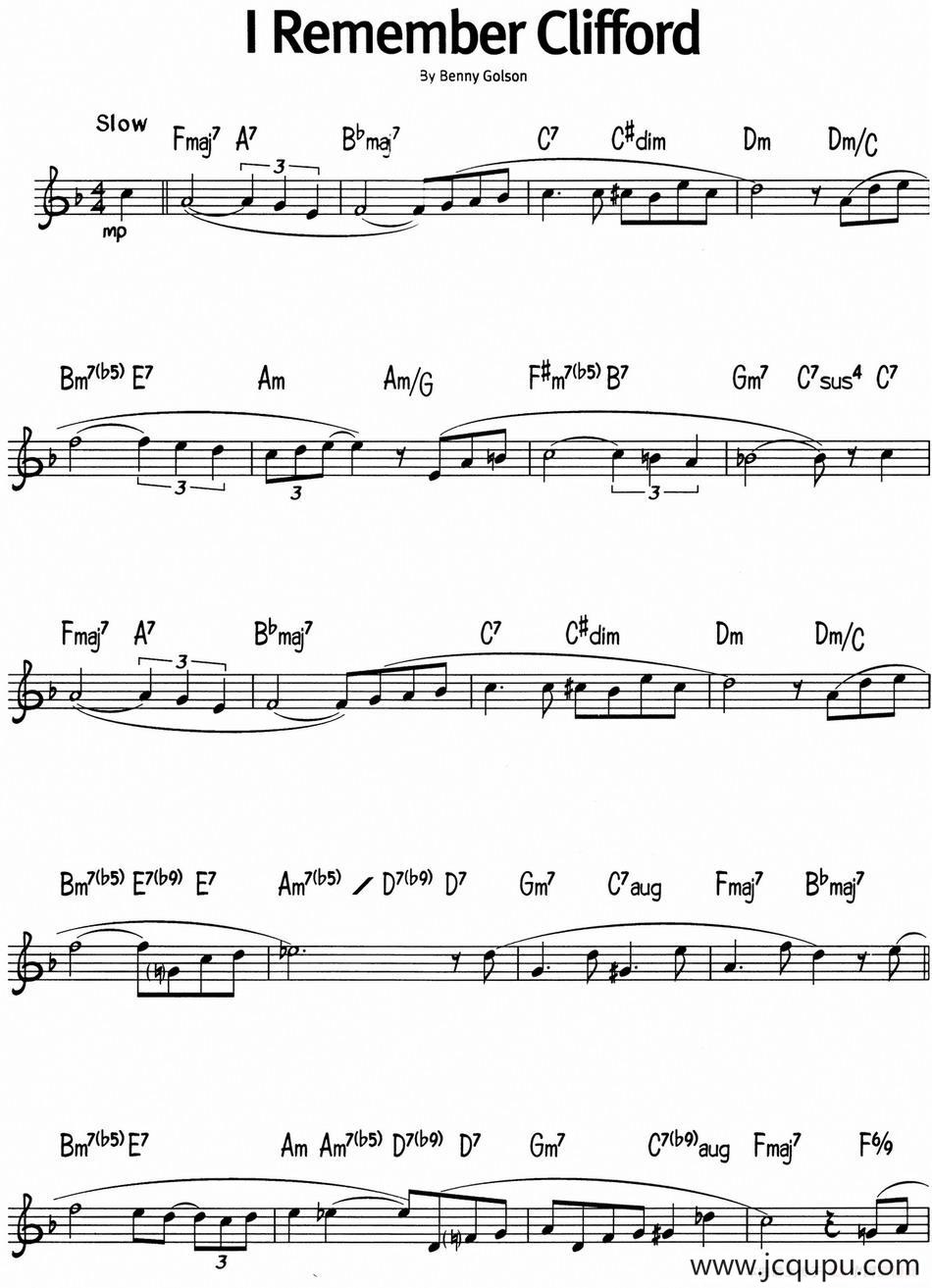 蓝调音乐：I Remember Clifford简谱