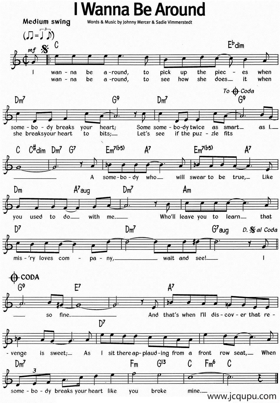 蓝调音乐：I Wanna Be Around简谱