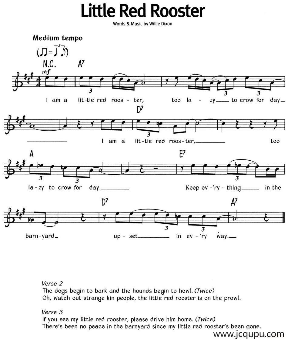 蓝调音乐：Little Red Rooster简谱