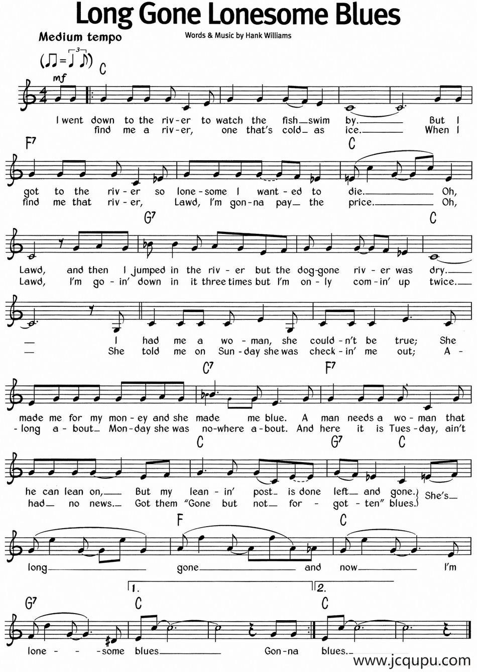 蓝调音乐：Long Gone Lonesome Blues简谱