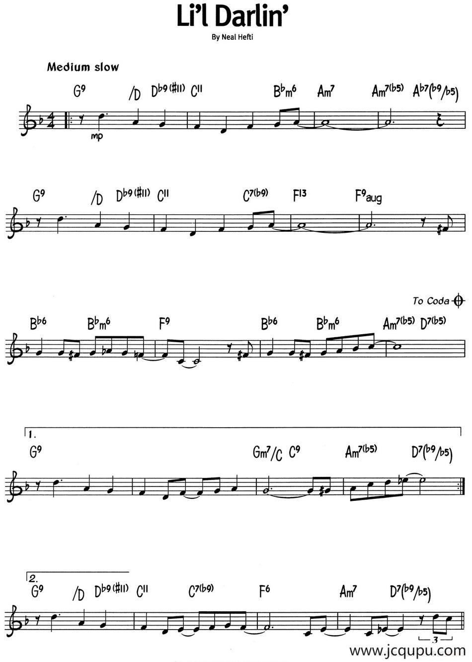 蓝调音乐：Li'l Darlin'简谱