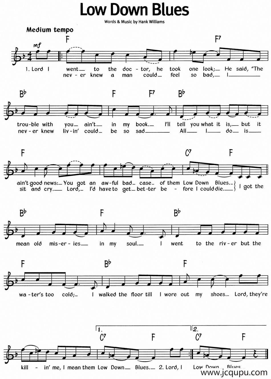 蓝调音乐：Low Down Blues简谱