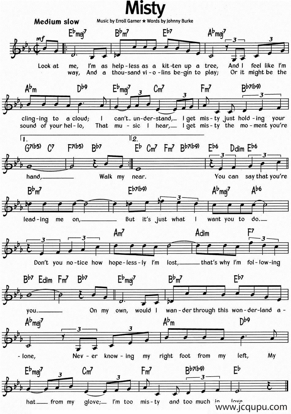 蓝调音乐：Misty简谱