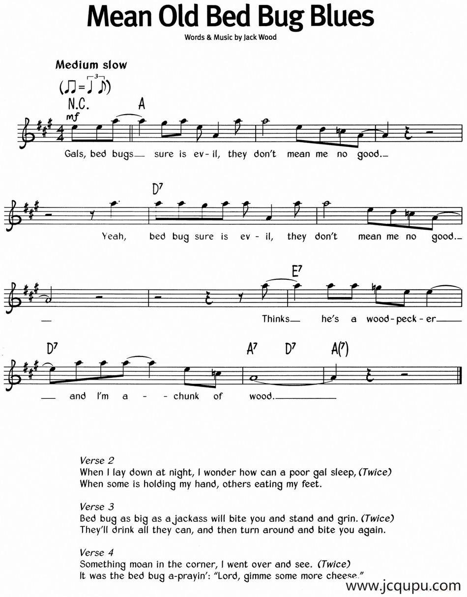 蓝调音乐：Mean Old Bed Bug Blues简谱