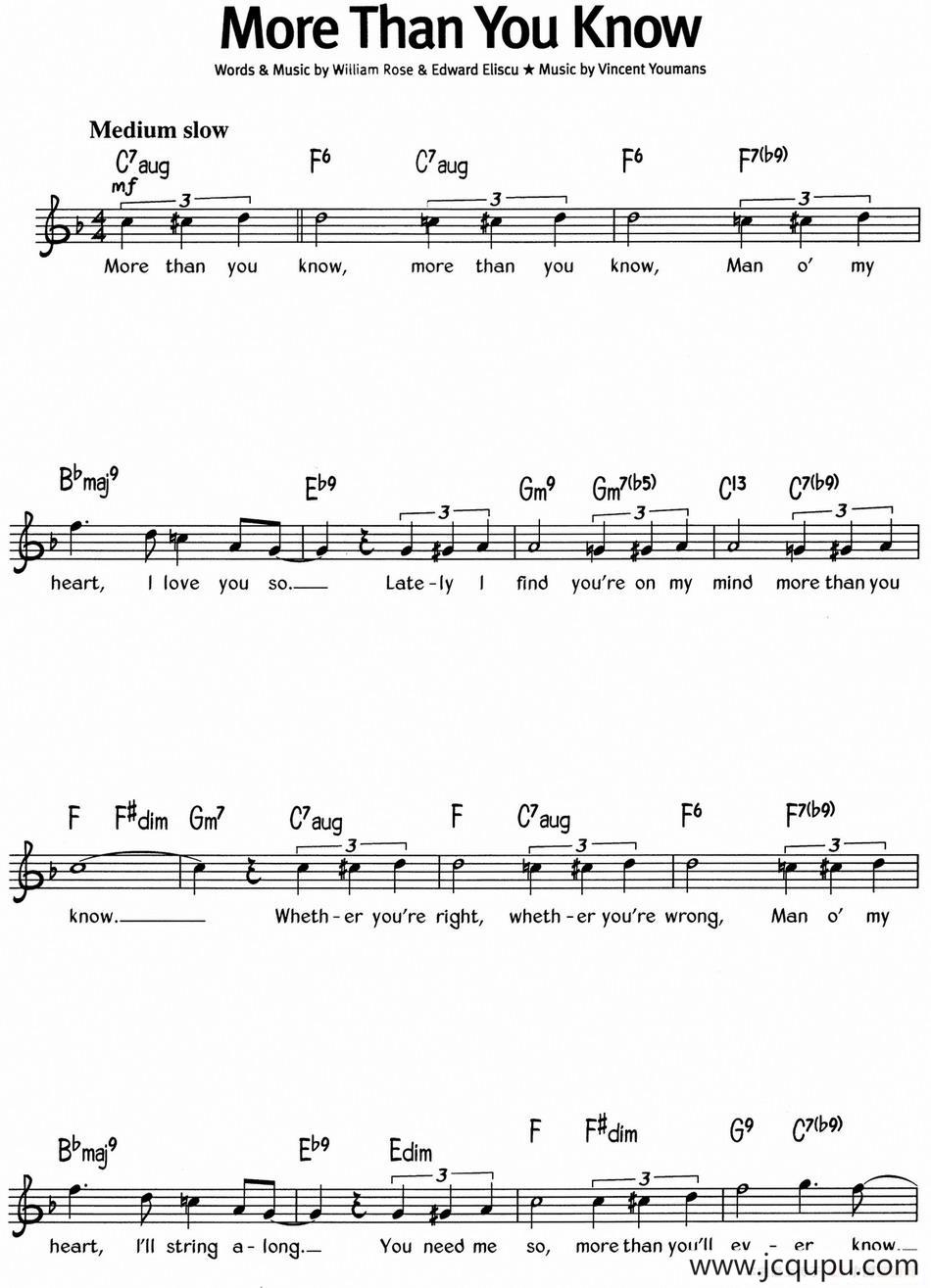 蓝调音乐：More Than You Know简谱
